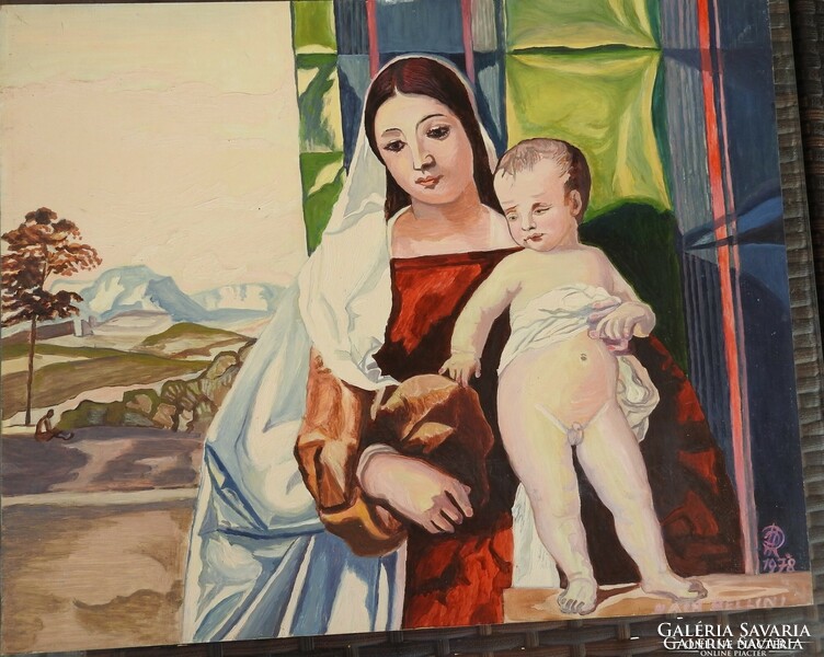 GIOVANNI BELLINI MADONNA és a gyermek nyomán: német kortárs festő festménye