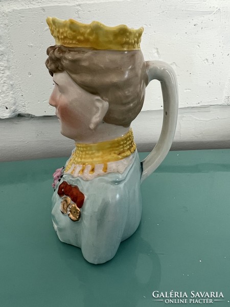 H. M Queen Mary királynő porcelán csésze figurás bögre 1911 ritka