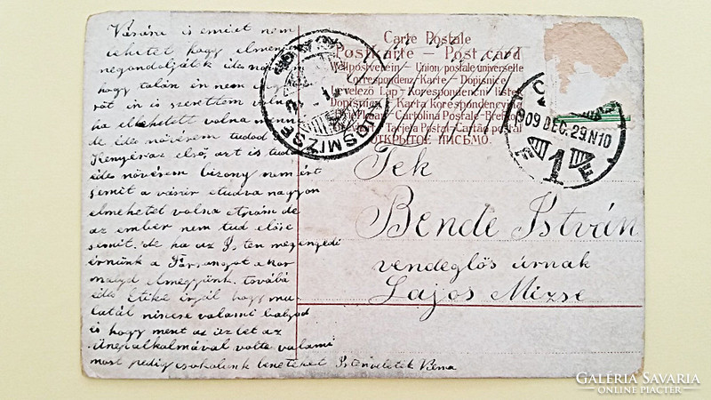Régi képeslap 1909 szerelmespár fotó levelezőlap