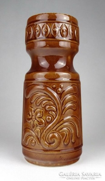 1K939 German brown glazed mid century ceramic vase 24 cm