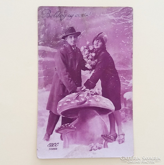 Régi újévi képeslap 1926 vintage fotó levelezőlap