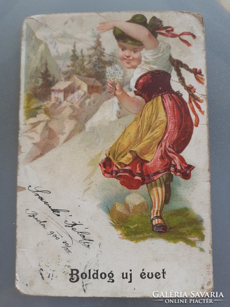 Régi újévi képeslap 1900. évi levelezőlap
