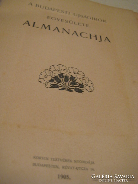 Almanac of the Budapest Writers' Association, 1905