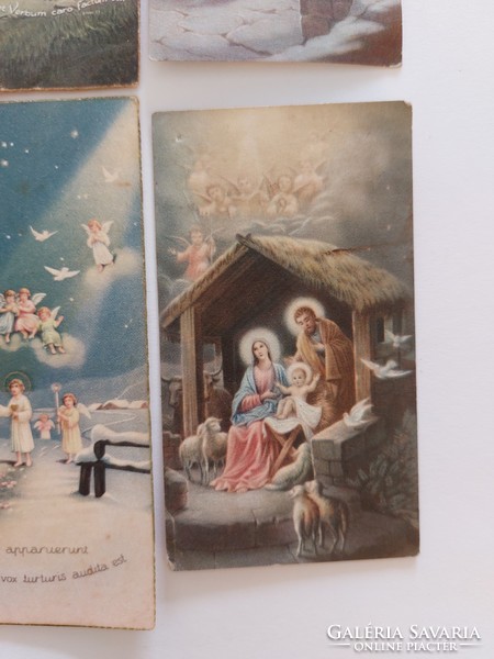 Old mini holy image religious image jesus manger holy family christmas angels 6 pcs