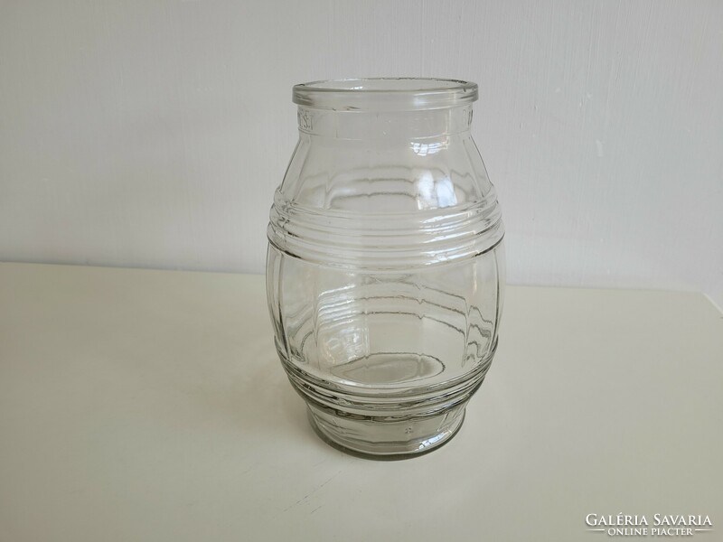 Régi vintage Óceán Budapest nagy 2.5 L ruszlis csíkos bordás konzerv üveg