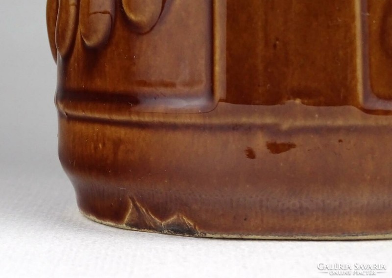 1K939 Német barna mázas mid century kerámia váza 24 cm
