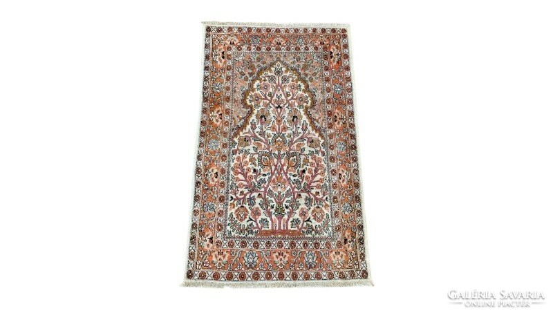 Kashmiri vintage 100% silk rug 120x72cm