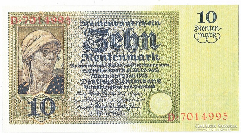 Németország 10 rentenmark 1925 REPLIKA UNC