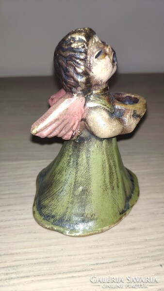 Original bozner engel thun ceramic angel candle holder green