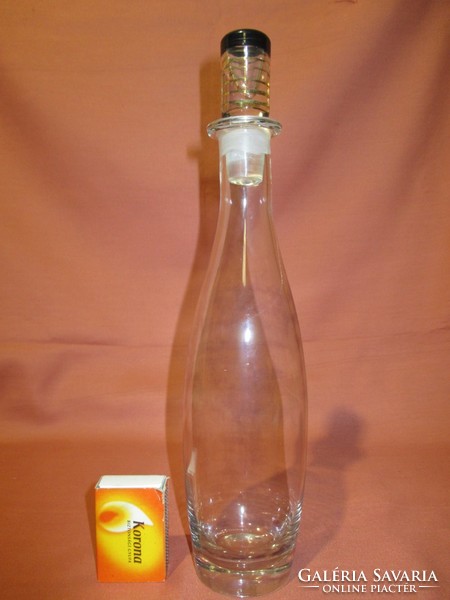 Glass liqueur-brandy bottle with striped stopper, bottle