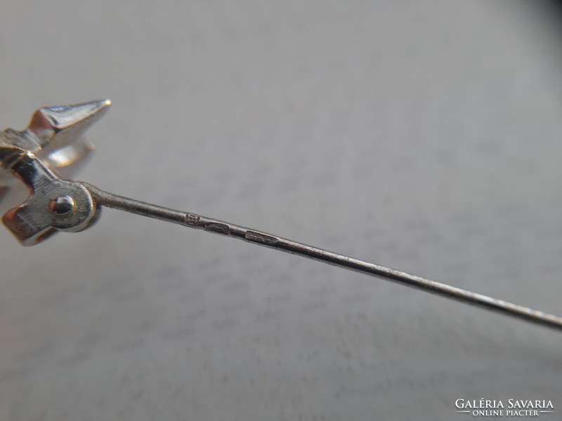 A beautiful silver halberd brooch with marcasite