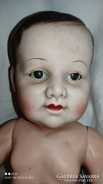 MOST MEGÉRI ÁRON!!! Antik Petitcollin doll celluloid baba sérült