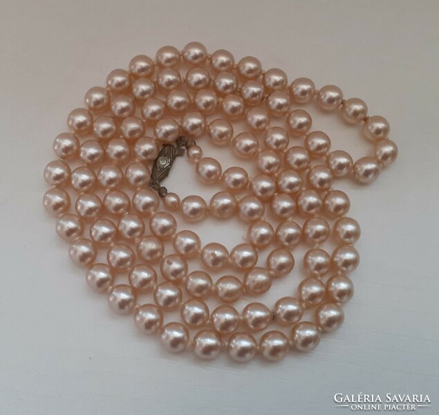 Retro long tekla pearl necklace knotted in beautiful condition