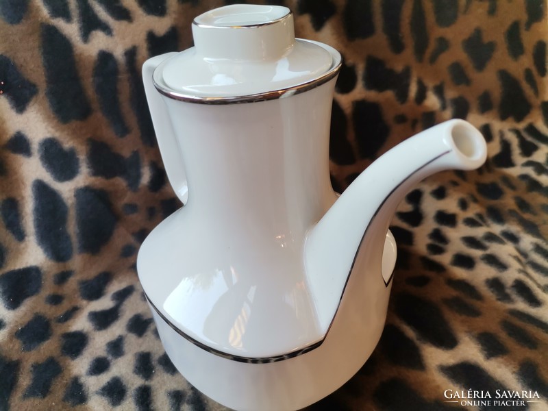 Vintage Bavarian porcelain tea coffee pourer, white porcelain jug, unique gift tableware