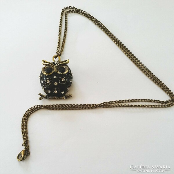 Black owl pendant on a 70 cm necklace, new!