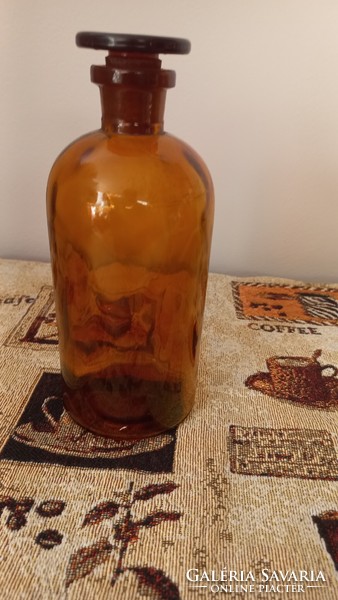 Antique apothecary glass, amber color, without label, height 19 cm.