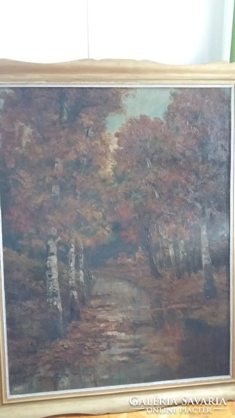 Antik szignált, 145 cm!  Olaj, vászon festmény: Kéthelyi István - Folyópart