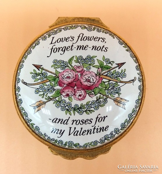 English enamel box lovesflowes, forget-me nots... With inscription
