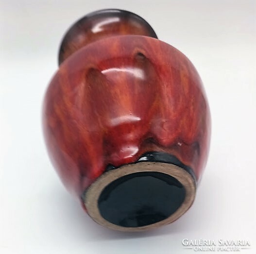 Retro red vase, Hungarian applied art ceramics, 17.5 cm