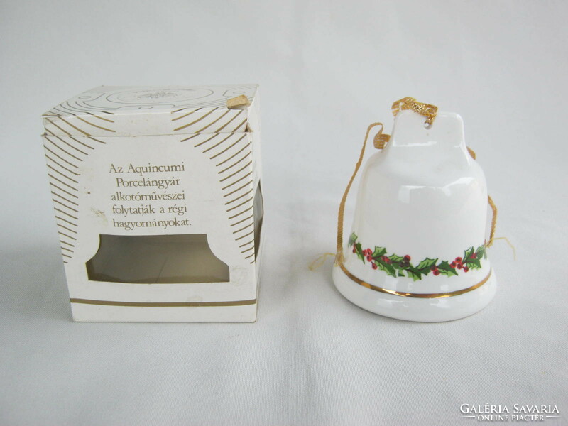 Retro ... Aquincumi porcelán karácsonyi csengő harang eredeti dobozában