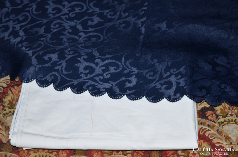 Dark blue festive silk tablecloth (round) (dbz 00vii)