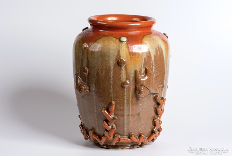 Art deco ceramic vase with hops - 24 cm