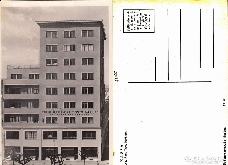 Kassa's apartment building in Trieste, Stalltalános, approx. 1930. There is a post office!