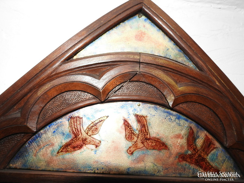 Zsóri Balogh Erzsébet tűzzománc kép faragott hatalmas oltárkép alakú alkotása