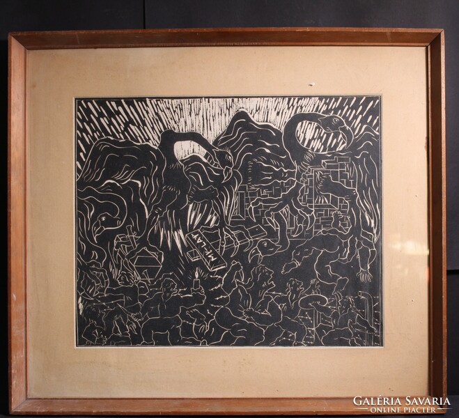 Picasso Guernicája után: My Lai-i mészárlás (linómetszet) vietnámi háború - azonosítatlan művész