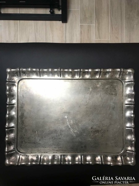 Silver tray with blistered rim