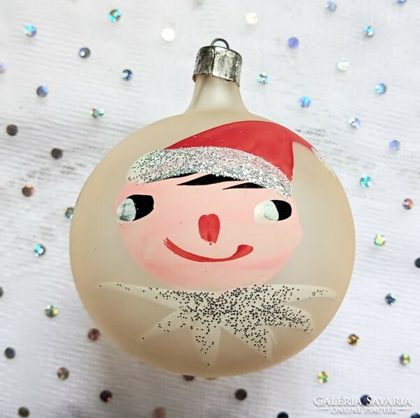 Old hand-painted glass Christmas tree ornament 7-8cm