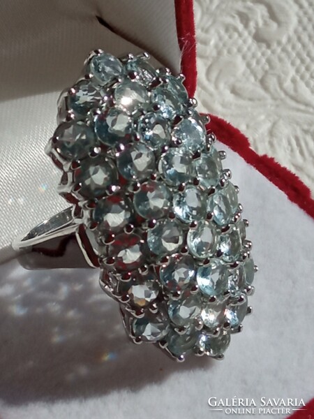 Aquamarine 925 silver ring 59