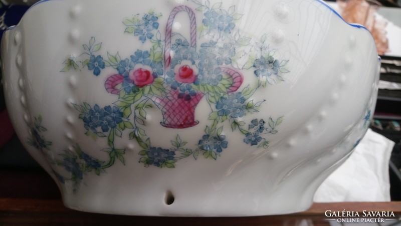 Antique huge Zsolnay floral serving bowl can also be hung on the wall! Unmarked, flawless