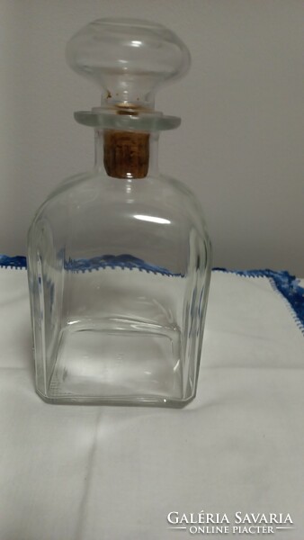 Italy vintage square, transparent, thick-walled decanter with cork, flawless