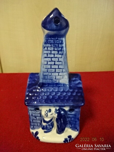 German porcelain figure, blue house - church, with a couple kissing. He has! Jokai.