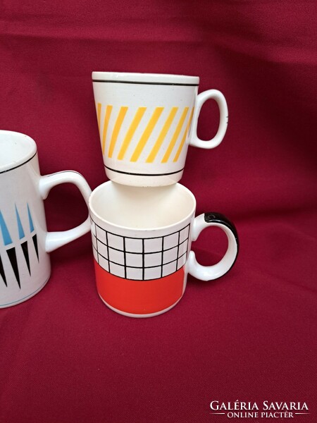Granite beautiful mug mugs checkered striped nostalgia, village decoration collector's item