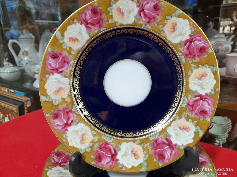 Old eichwald bloch & co 1918-1939 rose porcelain 6-person cake plate set, set.