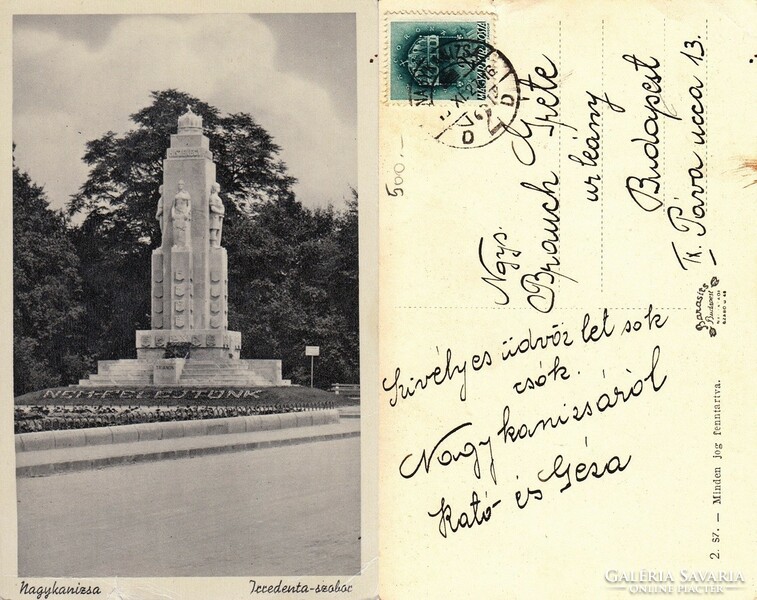 Nagykanizsa irredent statue 1945. There is a post office!