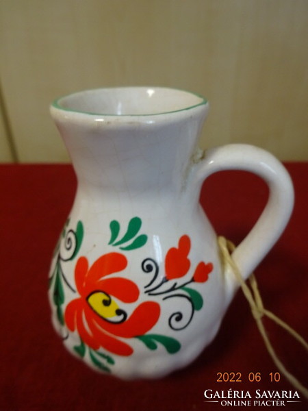 Hungarian glazed ceramic jug, hand-painted with a national color motif. He has! Jokai.