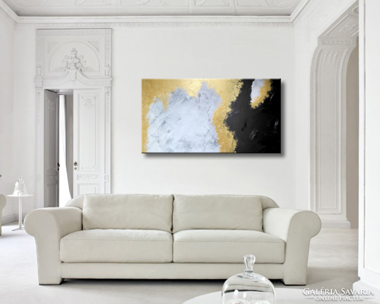 Red edit- gold black abstract 150x80 cm