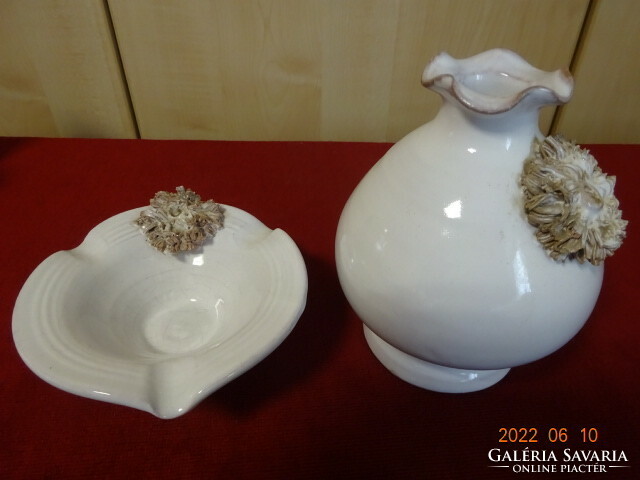 Hungarian glazed ceramic vase and ashtray. He has! Jokai.