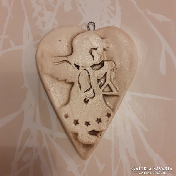 Christmas ceramic heart with angel