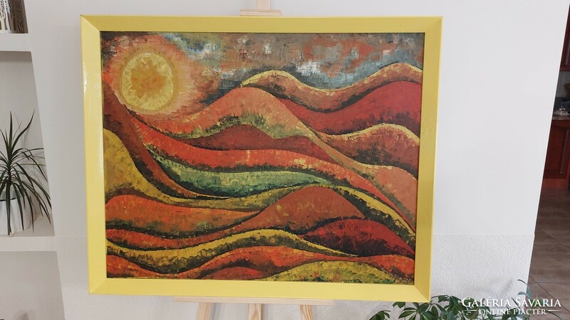 (K) Barabás Géza festmény 1975-ből 106x85 cm kerettel gyönyörű kvalitásos festmény