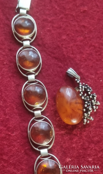 Silver amber set antique 925
