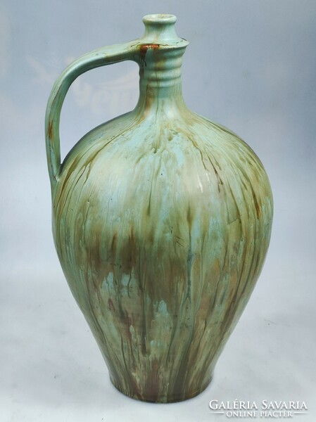 Evk - Eger Castle ceramics workshop, a jug with a handle and a trickled glaze - a specialty