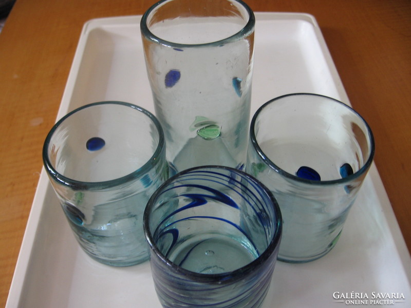 4 sea blue murano glasses with candle holder