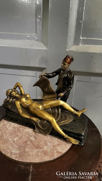 Vienna Bergman painted bronze Arab man with reclining woman