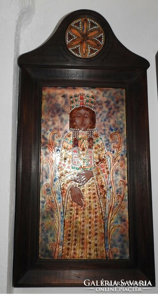 Zsóri Balogh Erzsébet tűzzománc kép faragott nagyméretű oltárkép alakú alkotása 2.