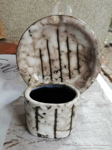 Retro ceramic smoking set-ashtray-cigarette holder