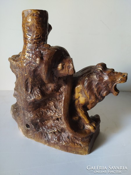 Antique lion lamp terracotta small plastic, 30 cm